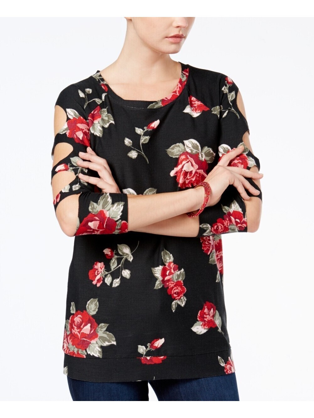 Almost Famous Womens Cutout-Sleeve Tunic Size S